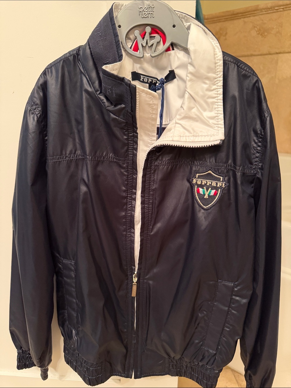 Ferrari Navy and White Kids Windbreaker Jacket